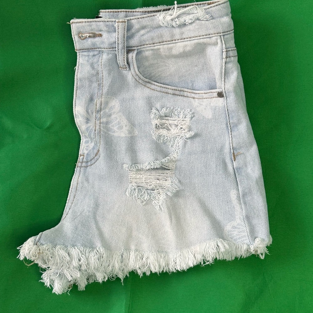Material Girl Light Blue Distressed Jean Shorts